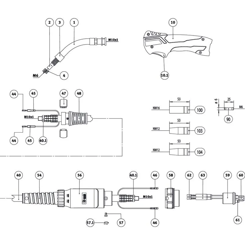 Schweisskraft 251 - Palnik spawalniczy MIG/MAG, chłodzony gazem EVO MB 15 3m Alu