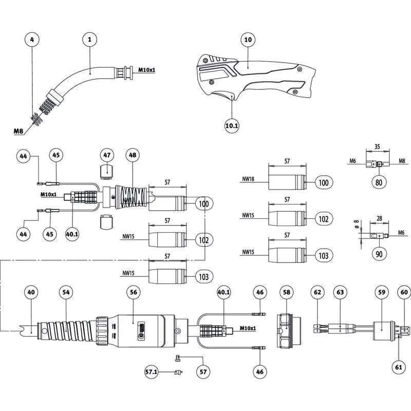 Schweisskraft 251 SET - Palnik spawalniczy MIG/MAG, chłodzony gazem EVO MB 25 3m Alu