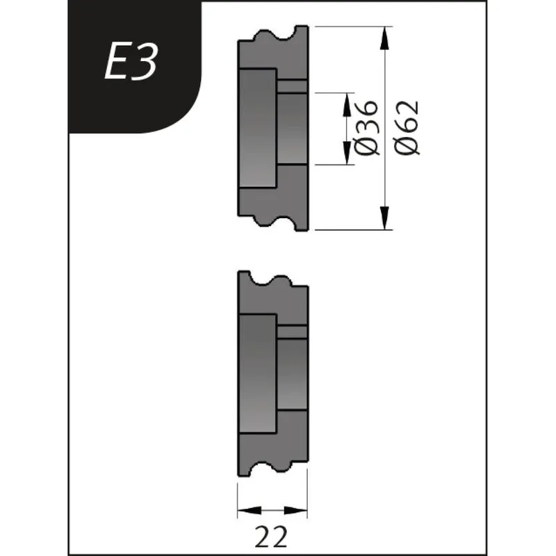 Metallkraft SBM 140-12 E - Rolki gnące Typ E3, Ø 62 x 26 x 22 mm
