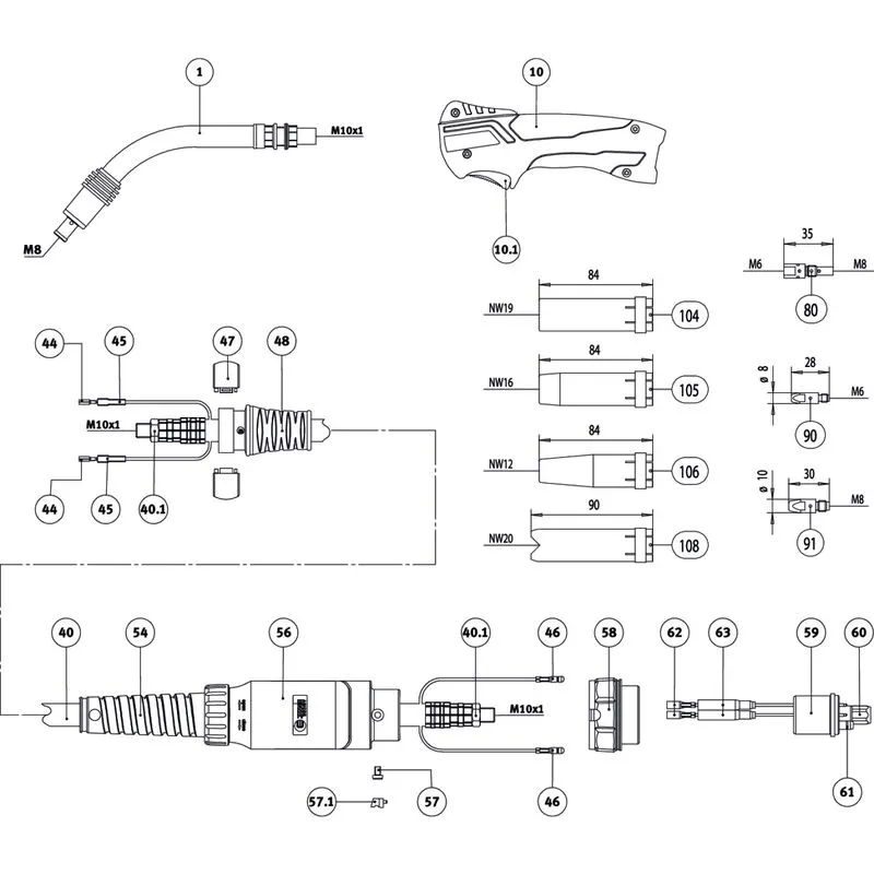 Schweisskraft 311 - Palnik spawalniczy MIG/MAG, chłodzony gazem EVO MB 36 3m